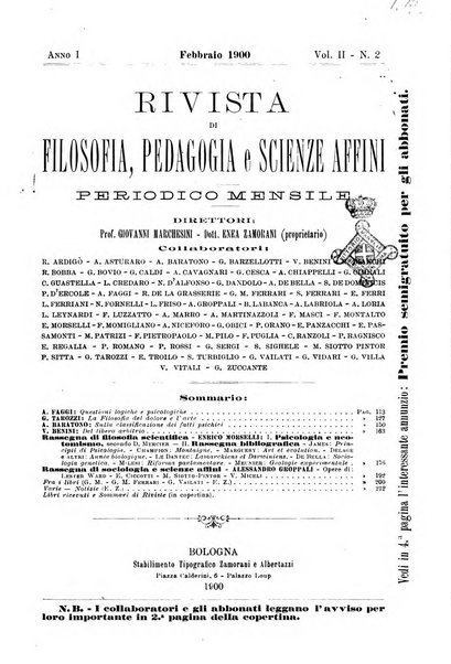 Rivista di filosofia, pedagogia e scienze affini periodico mensile