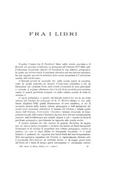 Rivista di filosofia, pedagogia e scienze affini periodico mensile