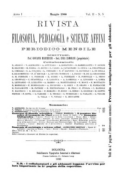 Rivista di filosofia, pedagogia e scienze affini periodico mensile