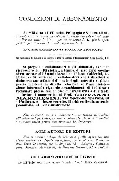 Rivista di filosofia, pedagogia e scienze affini periodico mensile