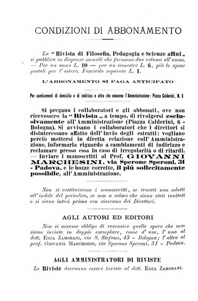 Rivista di filosofia, pedagogia e scienze affini periodico mensile