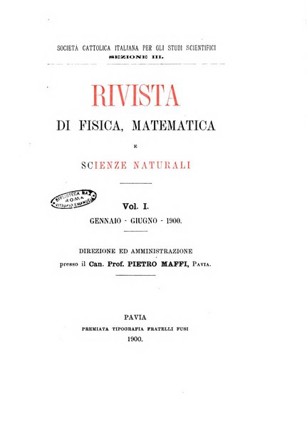 Rivista di fisica, matematica e scienze naturali