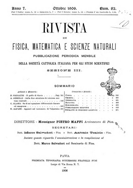 Rivista di fisica, matematica e scienze naturali