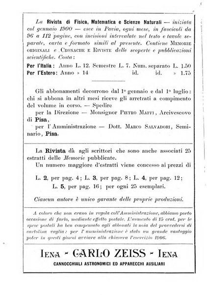 Rivista di fisica, matematica e scienze naturali