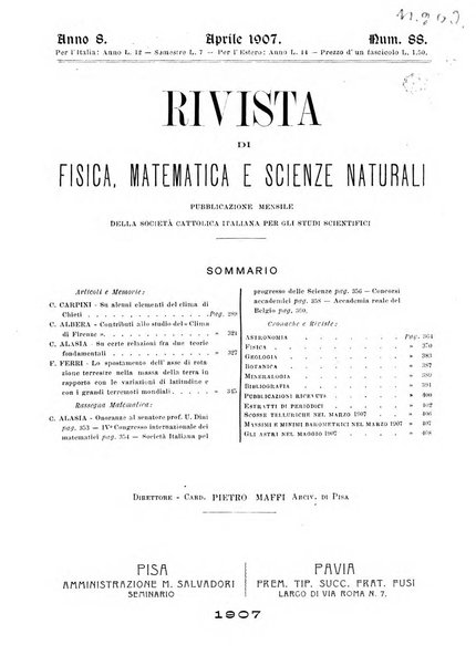 Rivista di fisica, matematica e scienze naturali