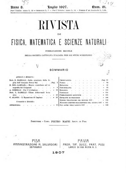 Rivista di fisica, matematica e scienze naturali