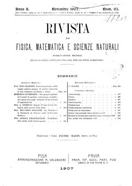 Rivista di fisica, matematica e scienze naturali