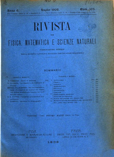 Rivista di fisica, matematica e scienze naturali