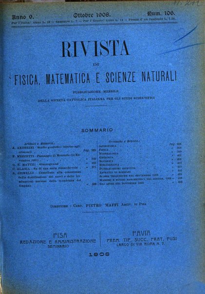 Rivista di fisica, matematica e scienze naturali