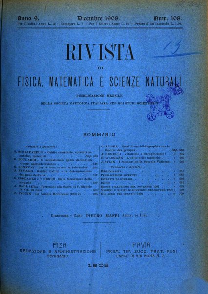 Rivista di fisica, matematica e scienze naturali