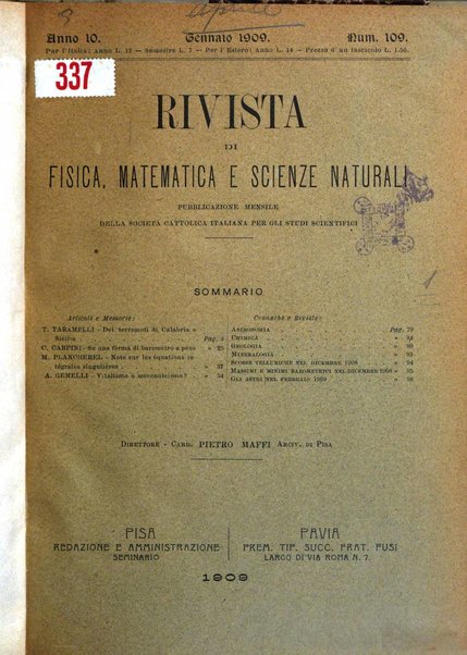 Rivista di fisica, matematica e scienze naturali