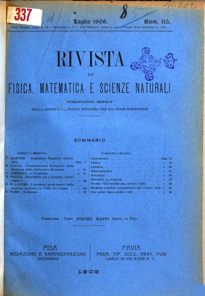 Rivista di fisica, matematica e scienze naturali