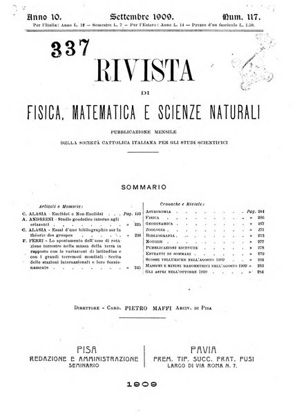 Rivista di fisica, matematica e scienze naturali