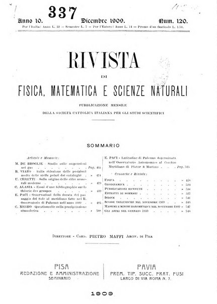 Rivista di fisica, matematica e scienze naturali