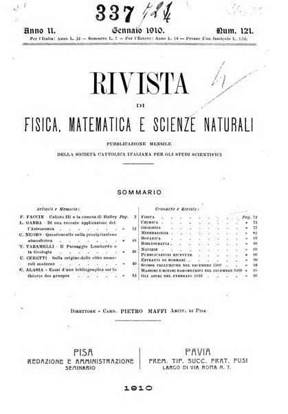 Rivista di fisica, matematica e scienze naturali