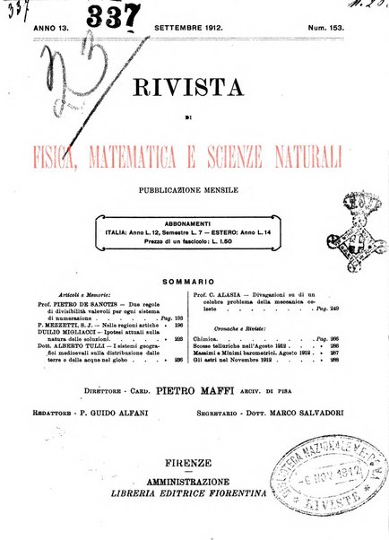 Rivista di fisica, matematica e scienze naturali