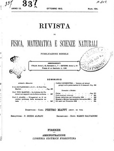 Rivista di fisica, matematica e scienze naturali