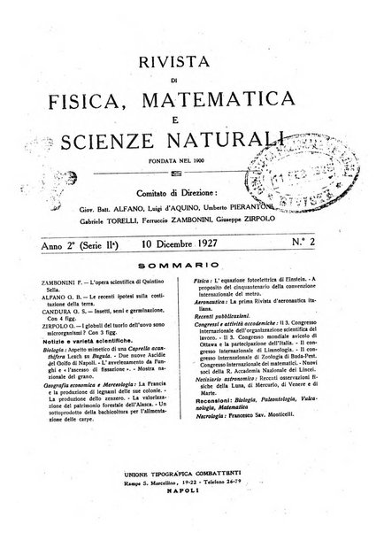 Rivista di fisica, matematica e scienze naturali