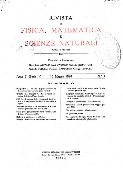 Rivista di fisica, matematica e scienze naturali