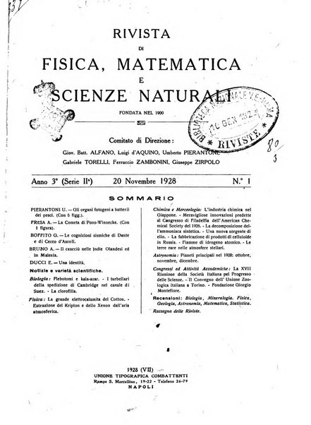 Rivista di fisica, matematica e scienze naturali