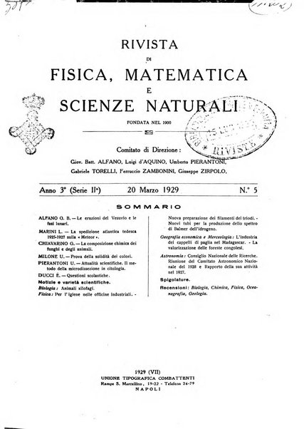 Rivista di fisica, matematica e scienze naturali