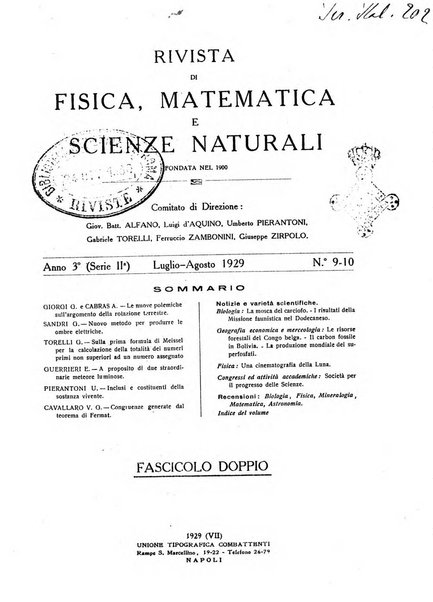 Rivista di fisica, matematica e scienze naturali