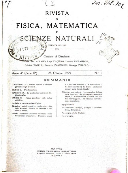 Rivista di fisica, matematica e scienze naturali