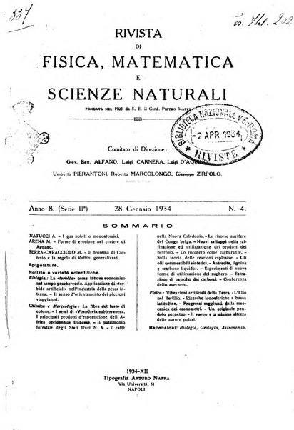 Rivista di fisica, matematica e scienze naturali