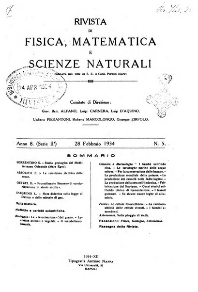 Rivista di fisica, matematica e scienze naturali