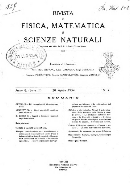 Rivista di fisica, matematica e scienze naturali