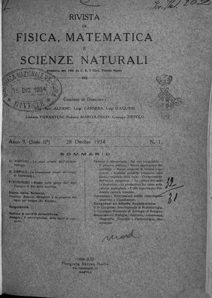 Rivista di fisica, matematica e scienze naturali