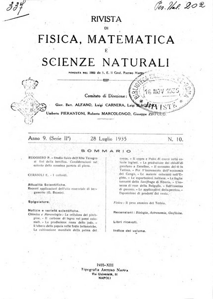 Rivista di fisica, matematica e scienze naturali