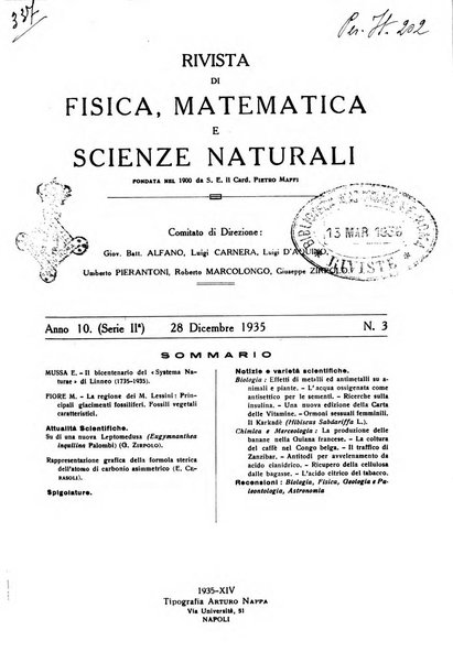 Rivista di fisica, matematica e scienze naturali