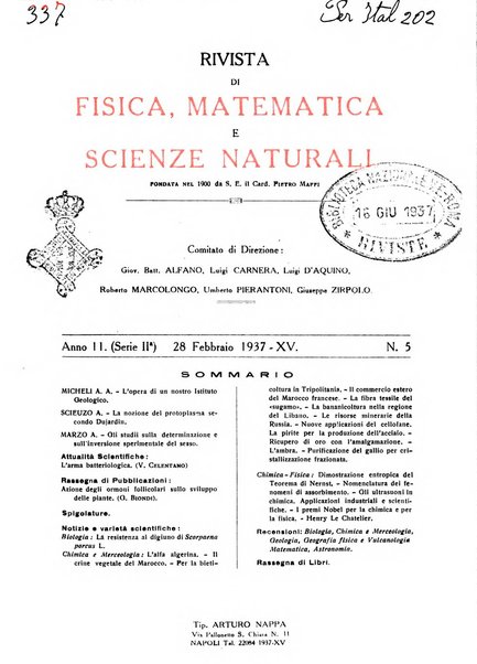 Rivista di fisica, matematica e scienze naturali