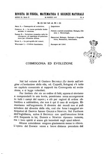 Rivista di fisica, matematica e scienze naturali