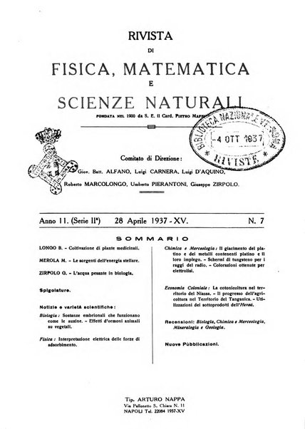 Rivista di fisica, matematica e scienze naturali