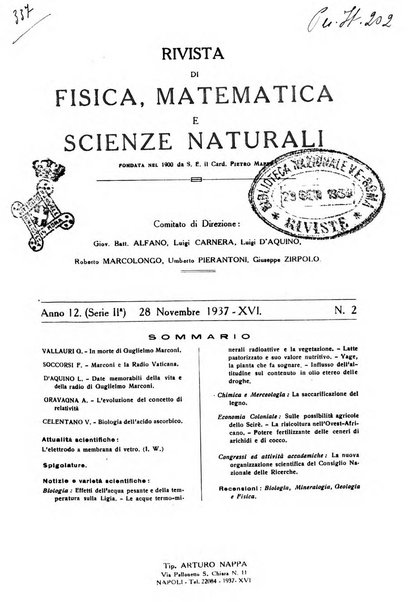 Rivista di fisica, matematica e scienze naturali