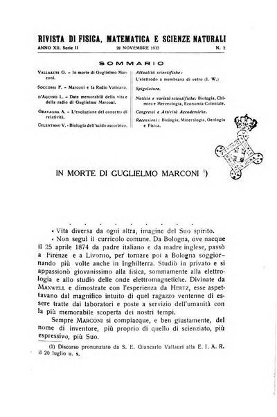 Rivista di fisica, matematica e scienze naturali