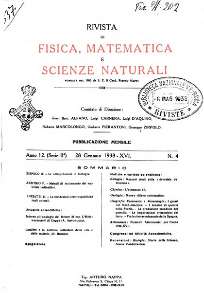 Rivista di fisica, matematica e scienze naturali