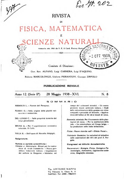 Rivista di fisica, matematica e scienze naturali