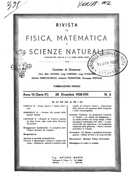 Rivista di fisica, matematica e scienze naturali