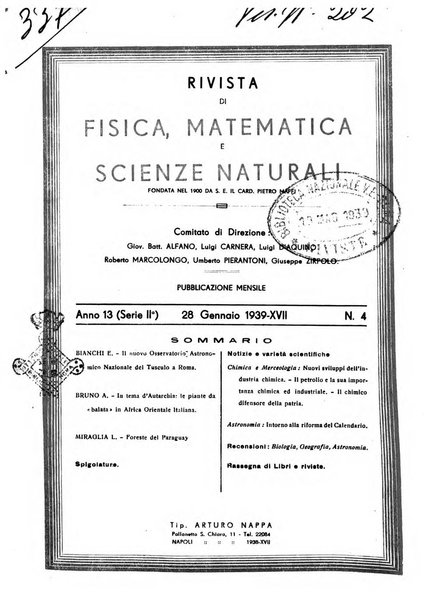 Rivista di fisica, matematica e scienze naturali