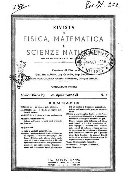 Rivista di fisica, matematica e scienze naturali