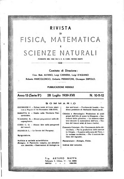 Rivista di fisica, matematica e scienze naturali