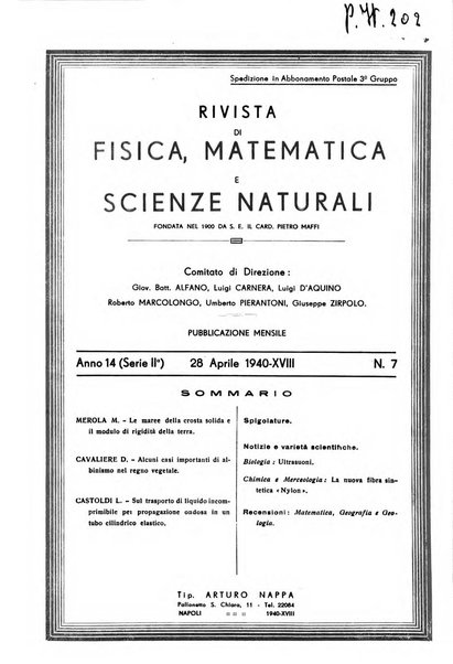 Rivista di fisica, matematica e scienze naturali