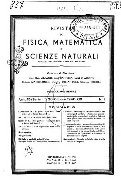 Rivista di fisica, matematica e scienze naturali