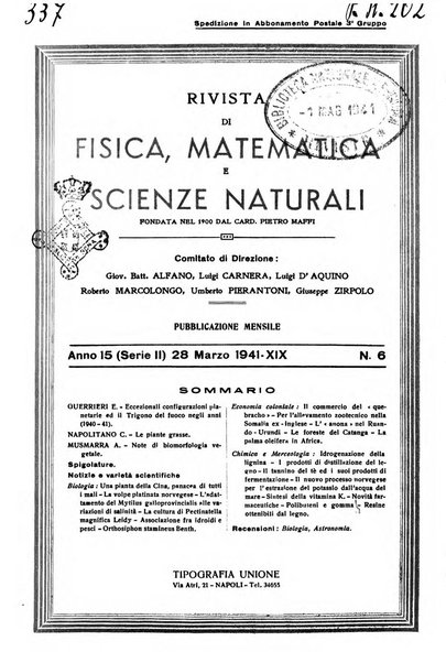 Rivista di fisica, matematica e scienze naturali