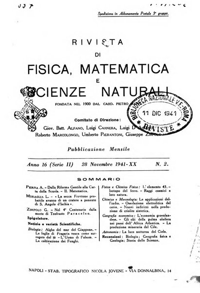 Rivista di fisica, matematica e scienze naturali