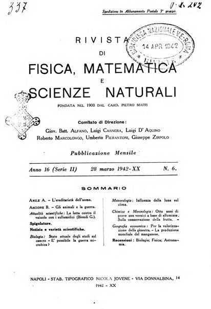 Rivista di fisica, matematica e scienze naturali