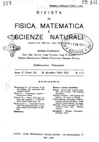 Rivista di fisica, matematica e scienze naturali